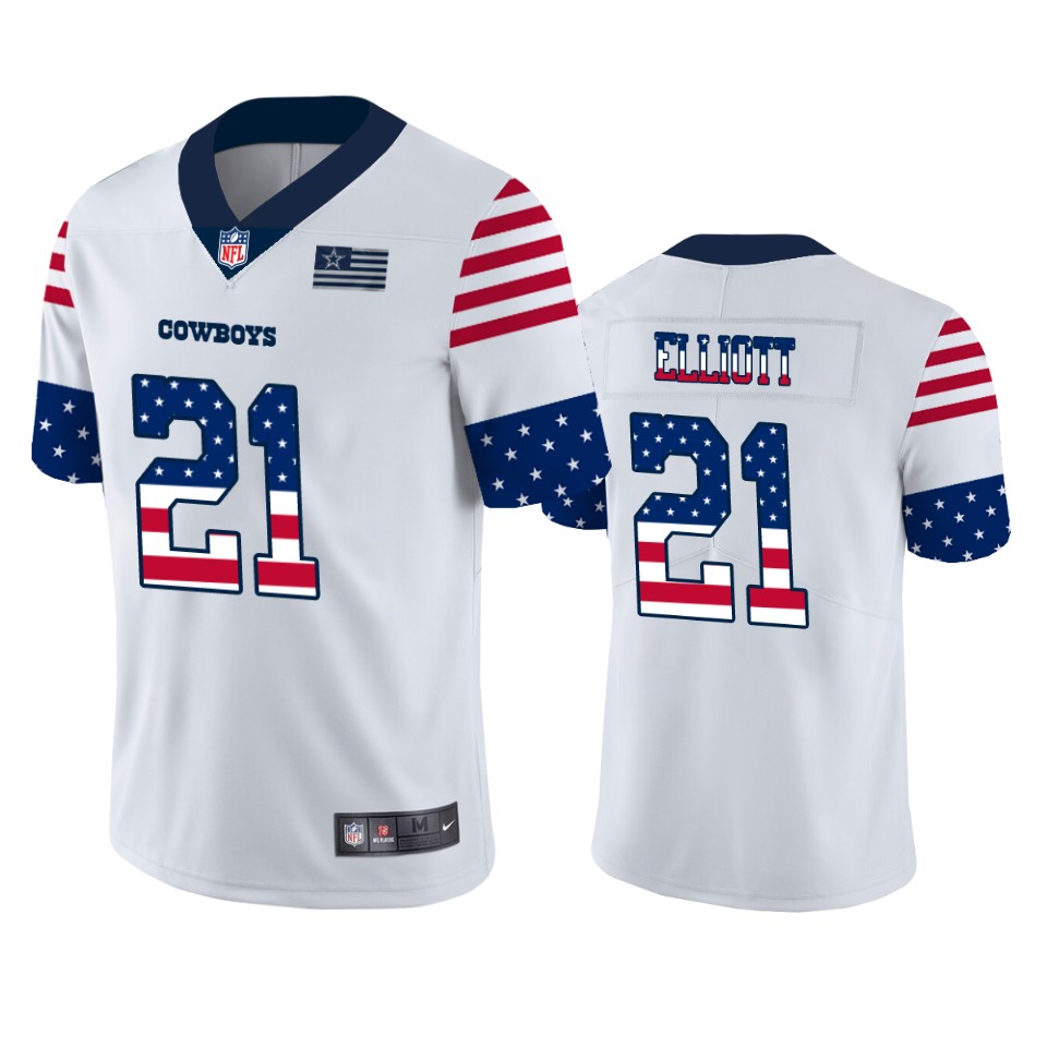 Nike Cowboys 21 Ezekiel Elliott White USA Flag Fashion Limited Jersey Nike Cowboys 21 Ezekiel Elliott White USA Flag Fashion Limited Jersey