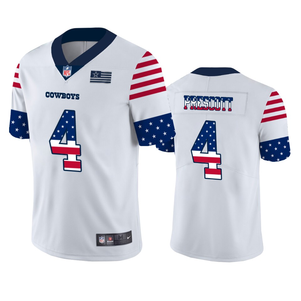 Nike Cowboys 4 Dak Prescott White USA Flag Fashion Limited Jersey Nike Cowboys 4 Dak Prescott White USA Flag Fashion Limited Jersey