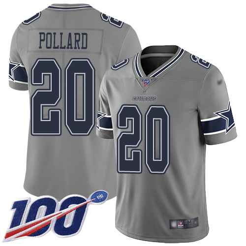 Cowboys #20 Tony Pollard Gray Men's Stitched Football Limited Inverted Legend 100th Season Jersey Cowboys #20 Tony Pollard Gray Men's Stitched Football Limited Inverted Legend 100th Season Jersey