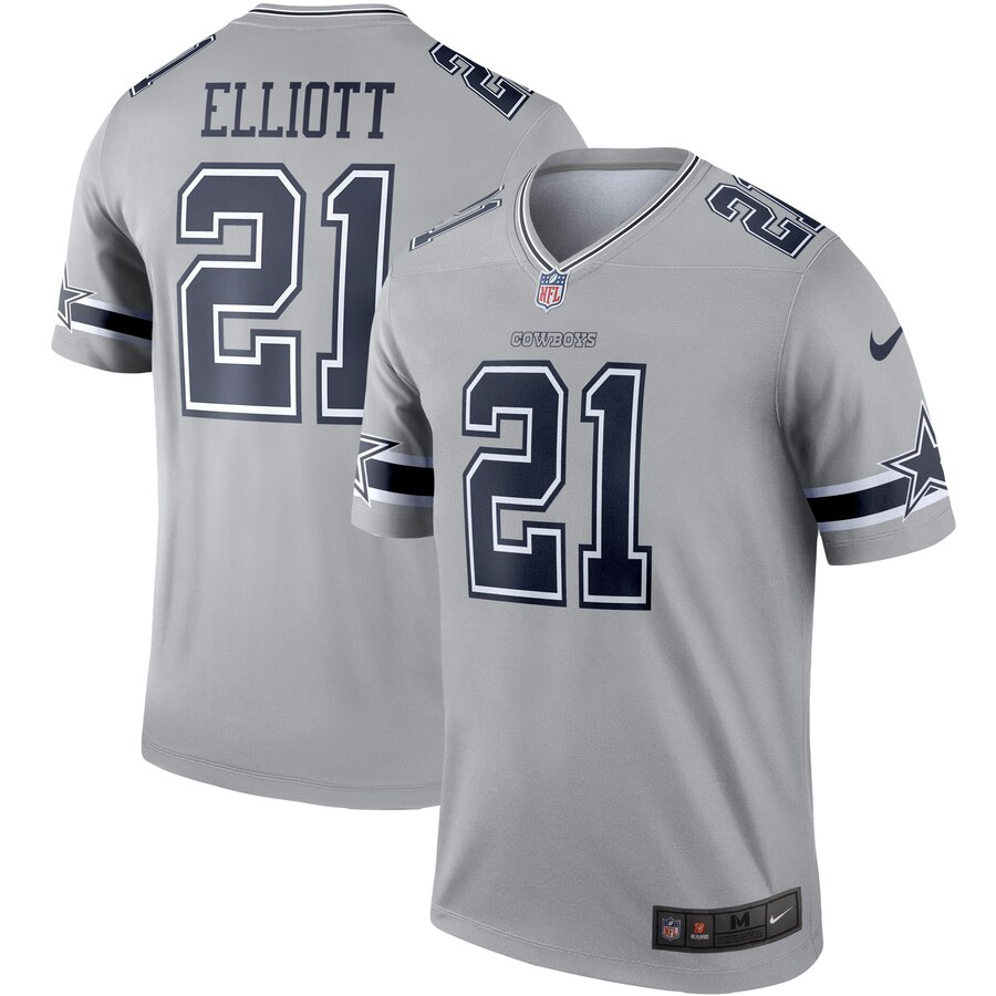 Nike Cowboys 21 Ezekiel Elliott Gray Inverted Legend Jersey Nike Cowboys 21 Ezekiel Elliott Gray Inverted Legend Jersey