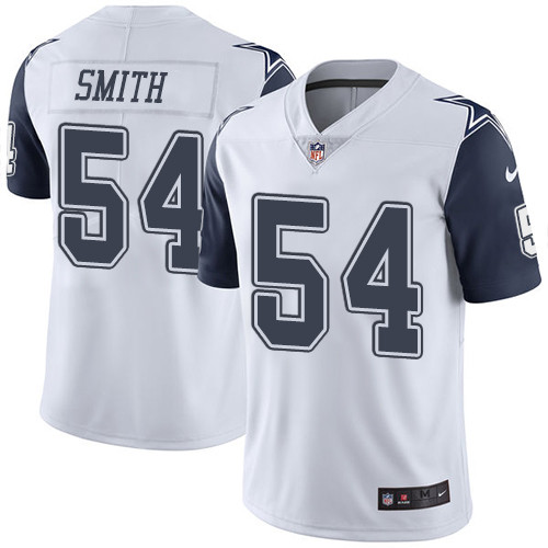 Men Nike Cowboys #54 Jaylon Smith White Stitched NFL Limited Rush Jersey Men Nike Cowboys #54 Jaylon Smith White Stitched NFL Limited Rush Jersey
