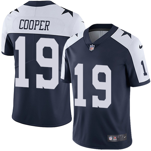 Nike Cowboys #19 Amari Cooper Navy Blue Thanksgiving Men's Stitched NFL Vapor Untouchable Limited Throwback Jersey Nike Cowboys #19 Amari Cooper Navy Blue Thanksgiving Men's Stitched NFL Vapor Untouchable Limited Throwback Jersey