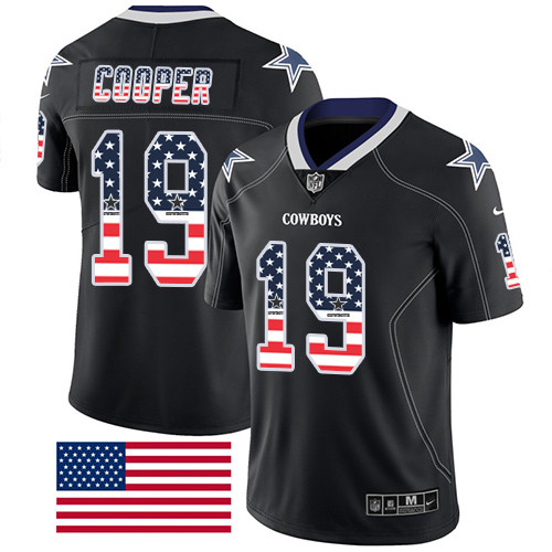 Nike Cowboys #19 Amari Cooper Black Men's Stitched NFL Limited Rush USA Flag Jersey Nike Cowboys #19 Amari Cooper Black Men's Stitched NFL Limited Rush USA Flag Jersey