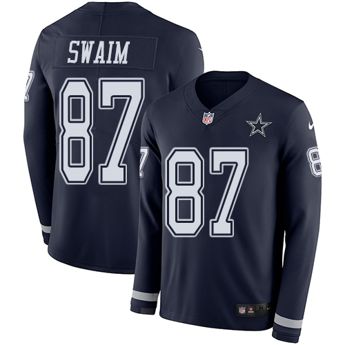 Nike Cowboys #87 Geoff Swaim Navy Blue Team Color Men's Stitched NFL Limited Therma Long Sleeve Jersey Nike Cowboys #87 Geoff Swaim Navy Blue Team Color Men's Stitched NFL Limited Therma Long Sleeve Jersey