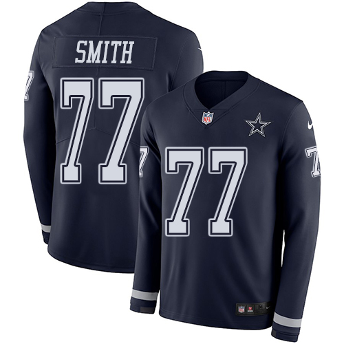 Nike Cowboys #77 Tyron Smith Navy Blue Team Color Men's Stitched NFL Limited Therma Long Sleeve Jersey Nike Cowboys #77 Tyron Smith Navy Blue Team Color Men's Stitched NFL Limited Therma Long Sleeve Jersey