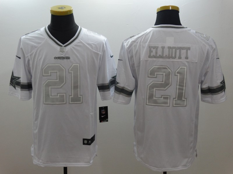 Nike Cowboys 21 Ezekiel Elliott White Platinum Limited Jersey Nike Cowboys 21 Ezekiel Elliott White Platinum Limited Jersey