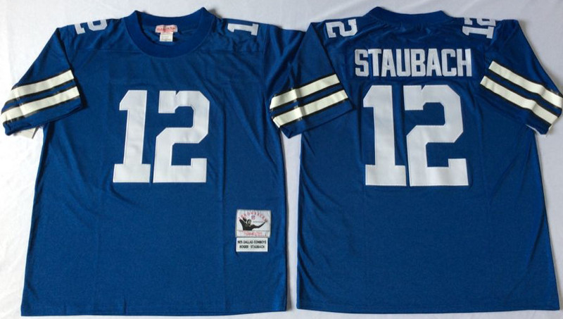 Mitchell&Ness cowboys #12 Roger Staubach blue Throwback Stitched NFL Jerseys Mitchell&Ness cowboys #12 Roger Staubach blue Throwback Stitched NFL Jerseys