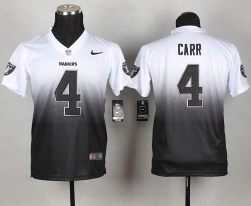 Nike Raiders #4 Derek Carr White Black Men NFL Elite Fadeaway Fashion Jersey Nike Raiders #4 Derek Carr White Black Men NFL Elite Fadeaway Fashion Jersey