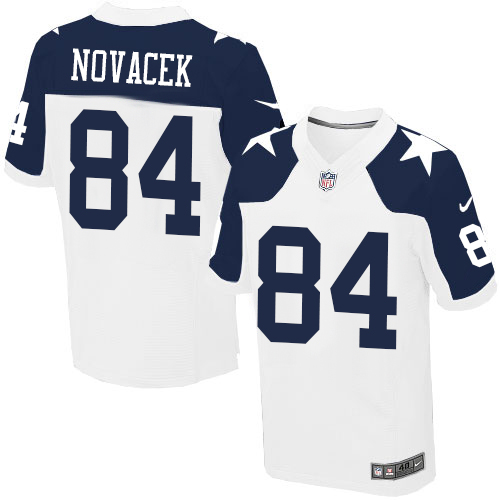 Nike Cowboys #84 Jay Novacek White Men's Throwback Alternate NFL Elite Jersey Nike Cowboys #84 Jay Novacek White Men's Throwback Alternate NFL Elite Jersey