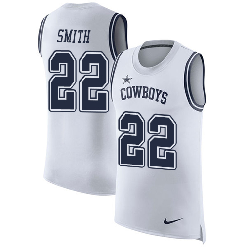 Nike Cowboys #22 Emmitt Smith White Men's Stitched NFL Limited Rush Tank Top Jersey Nike Cowboys #22 Emmitt Smith White Men's Stitched NFL Limited Rush Tank Top Jersey