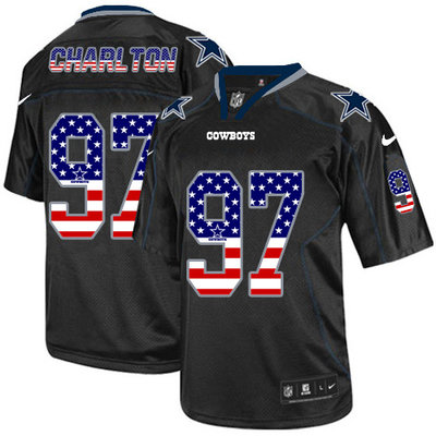 Nike Cowboys #97 Taco Charlton Black Men's Stitched NFL Elite USA Flag Fashion Jersey Nike Cowboys #97 Taco Charlton Black Men's Stitched NFL Elite USA Flag Fashion Jersey