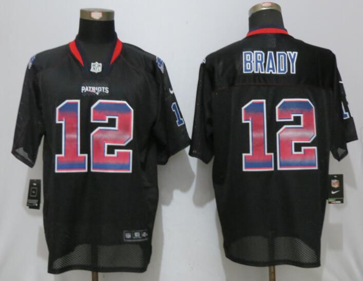 Nike Patriots 12 Tom Brady Black Men's Pro Line Fashion Strobe Elite Jersey Nike Patriots 12 Tom Brady Black Men's Pro Line Fashion Strobe Elite Jersey