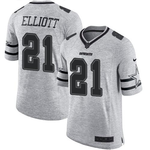 Nike Cowboys #21 Ezekiel Elliott Gray Men's Stitched NFL Limited Gridiron Gray II Jersey Nike Cowboys #21 Ezekiel Elliott Gray Men's Stitched NFL Limited Gridiron Gray II Jersey