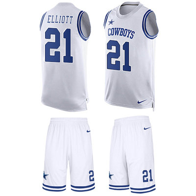 Nike Cowboys #21 Ezekiel Elliott White Men's Stitched NFL Limited Tank Top Suit Jersey Nike Cowboys #21 Ezekiel Elliott White Men's Stitched NFL Limited Tank Top Suit Jersey