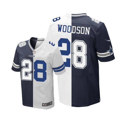 Nike Cowboys #28 Darren Woodson Navy Blue White Men's Stitched NFL Elite Split Jersey Nike Cowboys #28 Darren Woodson Navy Blue White Men's Stitched NFL Elite Split Jersey