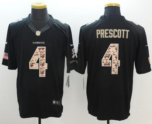 Nike Cowboys #4 Dak Prescott Black Men's Stitched NFL Limited Salute To Service Jersey Nike Cowboys #4 Dak Prescott Black Men's Stitched NFL Limited Salute To Service Jersey