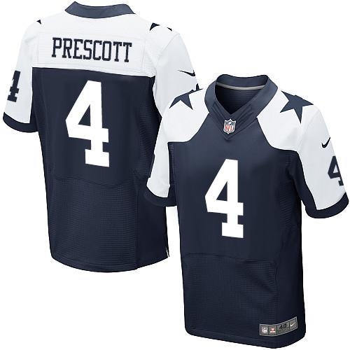 Nike Cowboys #4 Dak Prescott Navy Blue Thanksgiving Throwback Men's Stitched NFL Elite Jersey Nike Cowboys #4 Dak Prescott Navy Blue Thanksgiving Throwback Men's Stitched NFL Elite Jersey