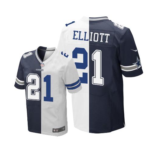 Nike Cowboys #21 Ezekiel Elliott Navy Blue White Men's Stitched NFL Elite Split Jersey Nike Cowboys #21 Ezekiel Elliott Navy Blue White Men's Stitched NFL Elite Split Jersey