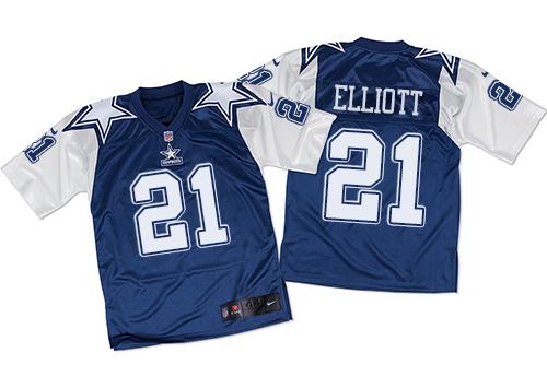 Nike Cowboys #21 Ezekiel Elliott Navy Blue White Throwback Men's Stitched NFL Elite Jersey Nike Cowboys #21 Ezekiel Elliott Navy Blue White Throwback Men's Stitched NFL Elite Jersey