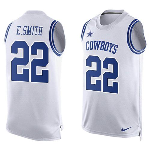 Nike Cowboys #22 Emmitt Smith White Men's Stitched NFL Limited Tank Top Jersey Nike Cowboys #22 Emmitt Smith White Men's Stitched NFL Limited Tank Top Jersey