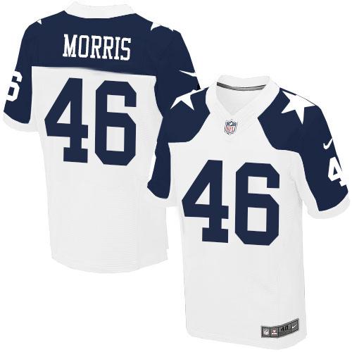 Nike Cowboys #46 Alfred Morris White Thanksgiving Men's Stitched NFL Throwback Elite Jersey Nike Cowboys #46 Alfred Morris White Thanksgiving Men's Stitched NFL Throwback Elite Jersey