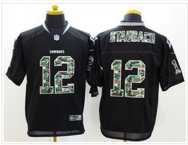NEW Dallas Cowboys #12 Roger Staubach Black NFL Elite Camo Fashion Jersey NEW Dallas Cowboys #12 Roger Staubach Black NFL Elite Camo Fashion Jersey