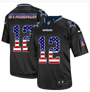 NEW Dallas Cowboys #12 Roger Staubach Black NFL Elite USA Flag Fashion Jersey NEW Dallas Cowboys #12 Roger Staubach Black NFL Elite USA Flag Fashion Jersey