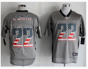 NEW Dallas Cowboys #22 Emmitt Smith Grey NFL Elite USA Flag Fashion jersey