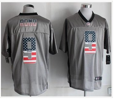 NEW Dallas Cowboys #9 Tony Romo Grey NFL Elite USA Flag Fashion Jersey