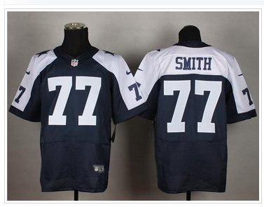 NEW Dallas Cowboys #77 Tyron Smith Navy Blue Thanksgiving Throwback NFL Elite Jersey