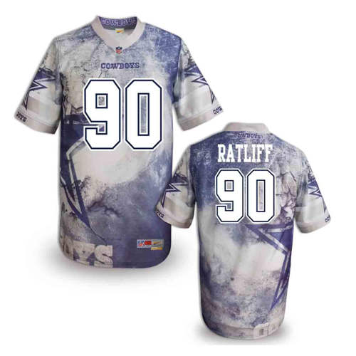 New Dallas Cowboys 90# Demarcus Lawrence Team Color Elite Fanatical Version Jerseys