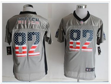 NEW Dallas Cowboys #82 Jason Witten Grey NFL Elite USA Flag Fashion Jersey