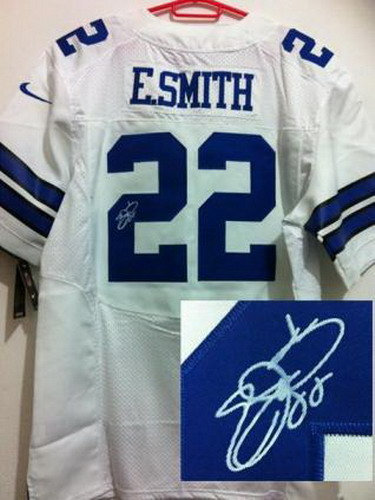 NEW NFL Dallas Cowboys 22 Emmitt Smith White Jerseys(Signed Elite) NEW NFL Dallas Cowboys 22 Emmitt Smith White Jerseys(Signed Elite)
