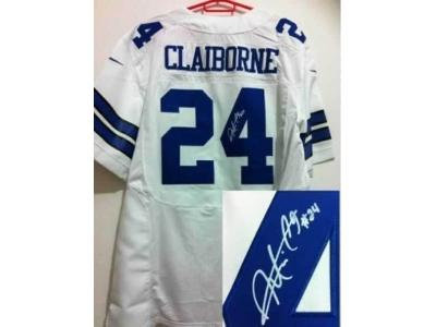 NEW Dallas Cowboys #24 Morris Claiborne white jerseys(Elite signature)