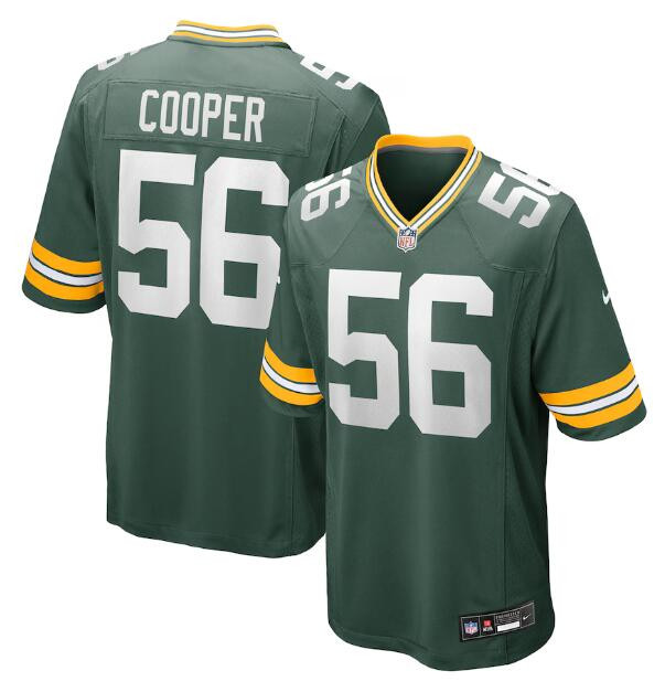 Men's Green Bay Packers #56 Edgerrin Cooper Green 2025 Stitched Game Jersey Men's Green Bay Packers #56 Edgerrin Cooper Green 2025 Stitched Game Jersey