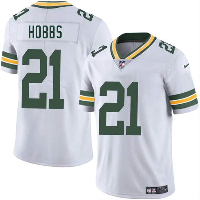 Men's Green Bay Packers #21 Nate Hobbs White 2025 Vapor Untouchable Limited Stitched Jersey Men's Green Bay Packers #21 Nate Hobbs White 2025 Vapor Untouchable Limited Stitched Jersey