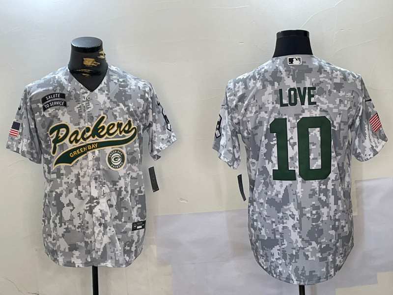 Men's Green Bay Packers #10 Jordan Love 2024 Arctic Camo Salute To Service Stitched Baseball Jersey 2 Men's Green Bay Packers #10 Jordan Love 2024 Arctic Camo Salute To Service Stitched Baseball Jersey 2
