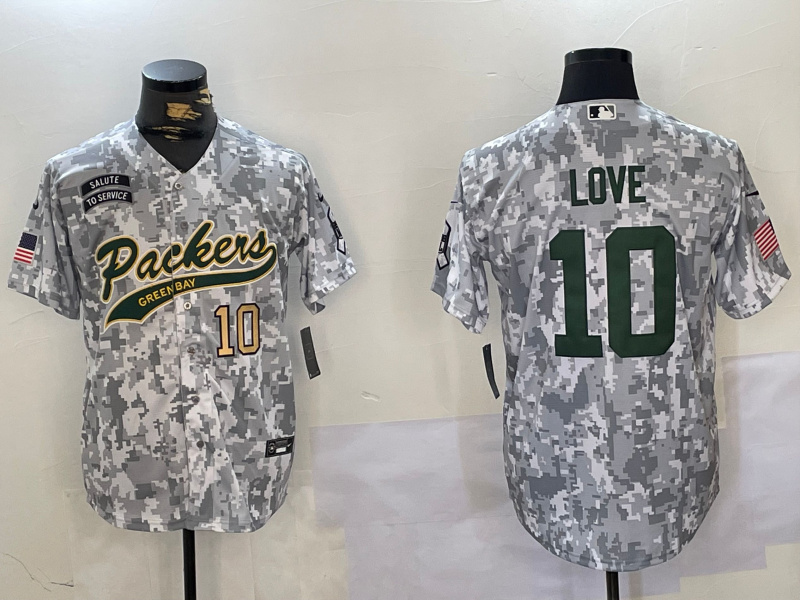 Men's Green Bay Packers #10 Jordan Love 2024 Arctic Camo Salute To Service Stitched Baseball Jersey 1 Men's Green Bay Packers #10 Jordan Love 2024 Arctic Camo Salute To Service Stitched Baseball Jersey 1