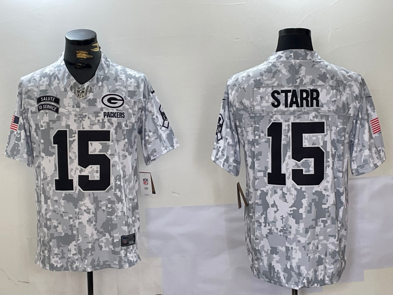 men's green bay packers #15 bart starr 2024 f.u.s.e arctic camo salute to service limited stitched football jersey_副本 men's green bay packers #15 bart starr 2024 f.u.s.e arctic camo salute to service limited stitched football jersey_副本