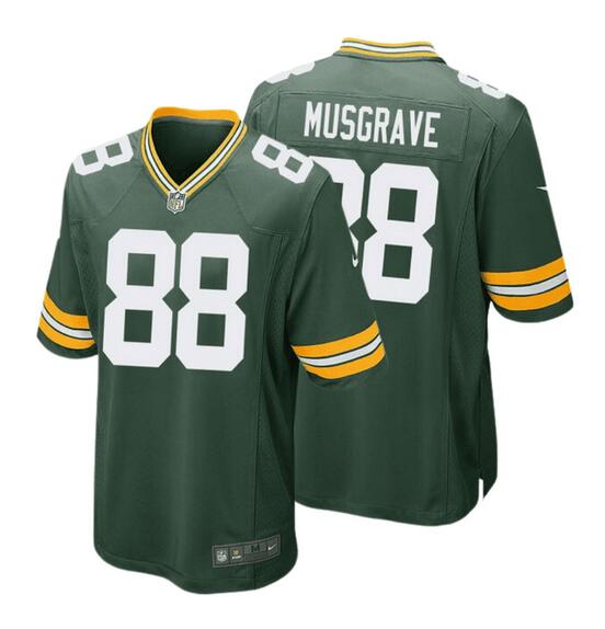 Men's Green Bay Packers #88 Luke Musgrave Green Stitched Game Jersey Men's Green Bay Packers #88 Luke Musgrave Green Stitched Game Jersey