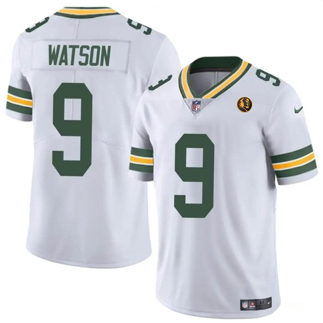 Men's Green Bay Packers #9 Christian Watson White Vapor Limited Throwback Stitched Football Jersey Men's Green Bay Packers #9 Christian Watson White Vapor Limited Throwback Stitched Football Jersey