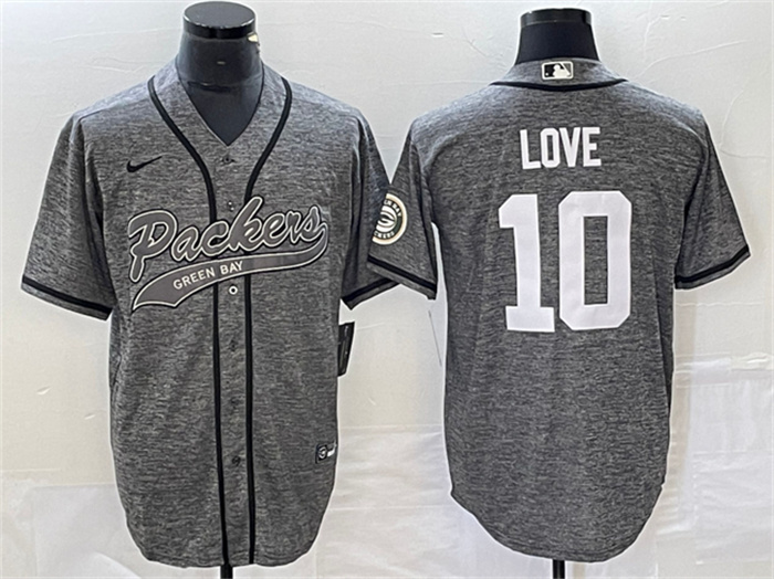 Men's Green Bay Packers #10 Jordan Love Grey Cool Base Stitched Baseball Jersey Men's Green Bay Packers #10 Jordan Love Grey Cool Base Stitched Baseball Jersey