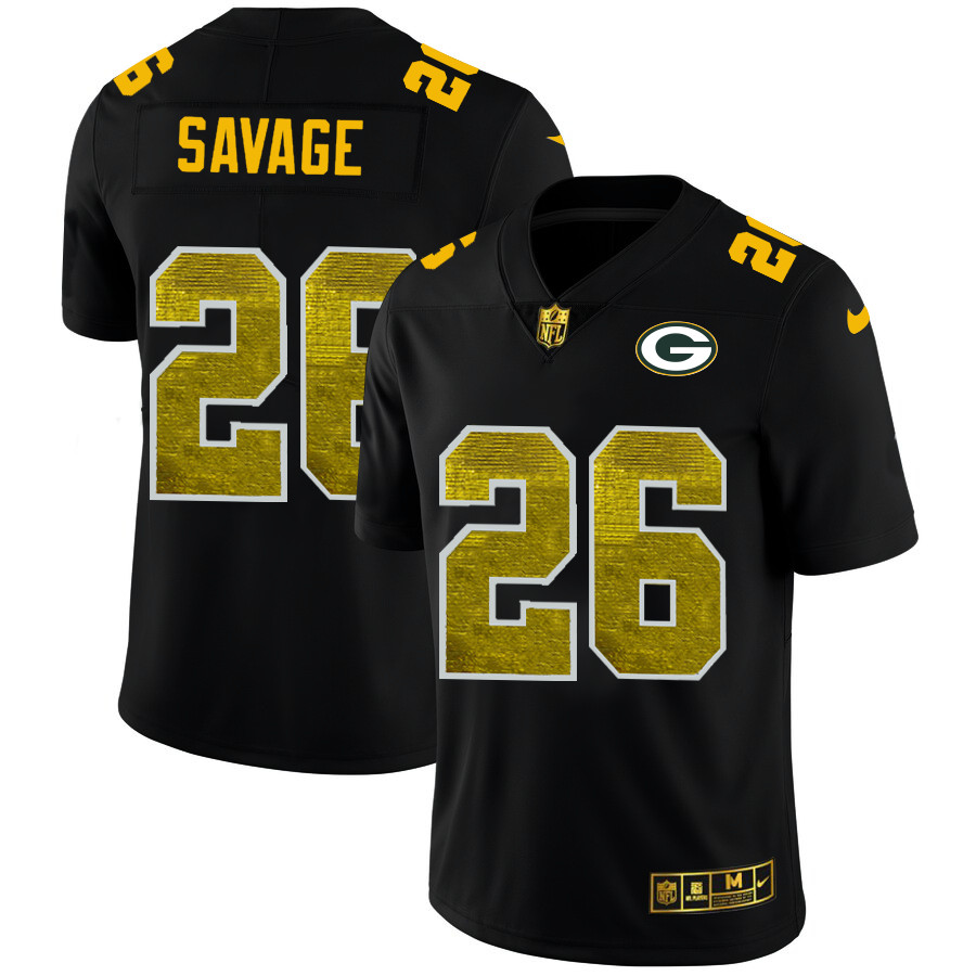 Green Bay Packers #26 Darnell Savage Jr. Men's Black Nike Golden Sequin Vapor Limited NFL Jersey Green Bay Packers #26 Darnell Savage Jr. Men's Black Nike Golden Sequin Vapor Limited NFL Jersey