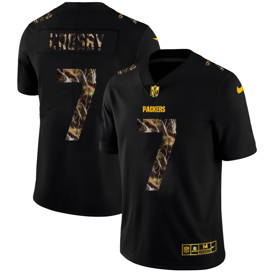 Green Bay Packers #7 Mason Crosby Men's Black Nike Flocked Lightning Vapor Limited NFL Jersey Green Bay Packers #7 Mason Crosby Men's Black Nike Flocked Lightning Vapor Limited NFL Jersey