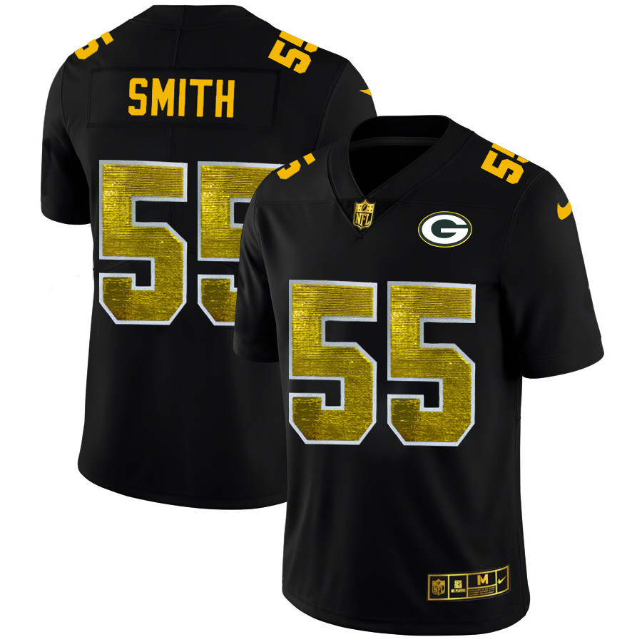 Green Bay Packers #55 Za'Darius Smith Men's Black Nike Golden Sequin Vapor Limited NFL Jersey Green Bay Packers #55 Za'Darius Smith Men's Black Nike Golden Sequin Vapor Limited NFL Jersey