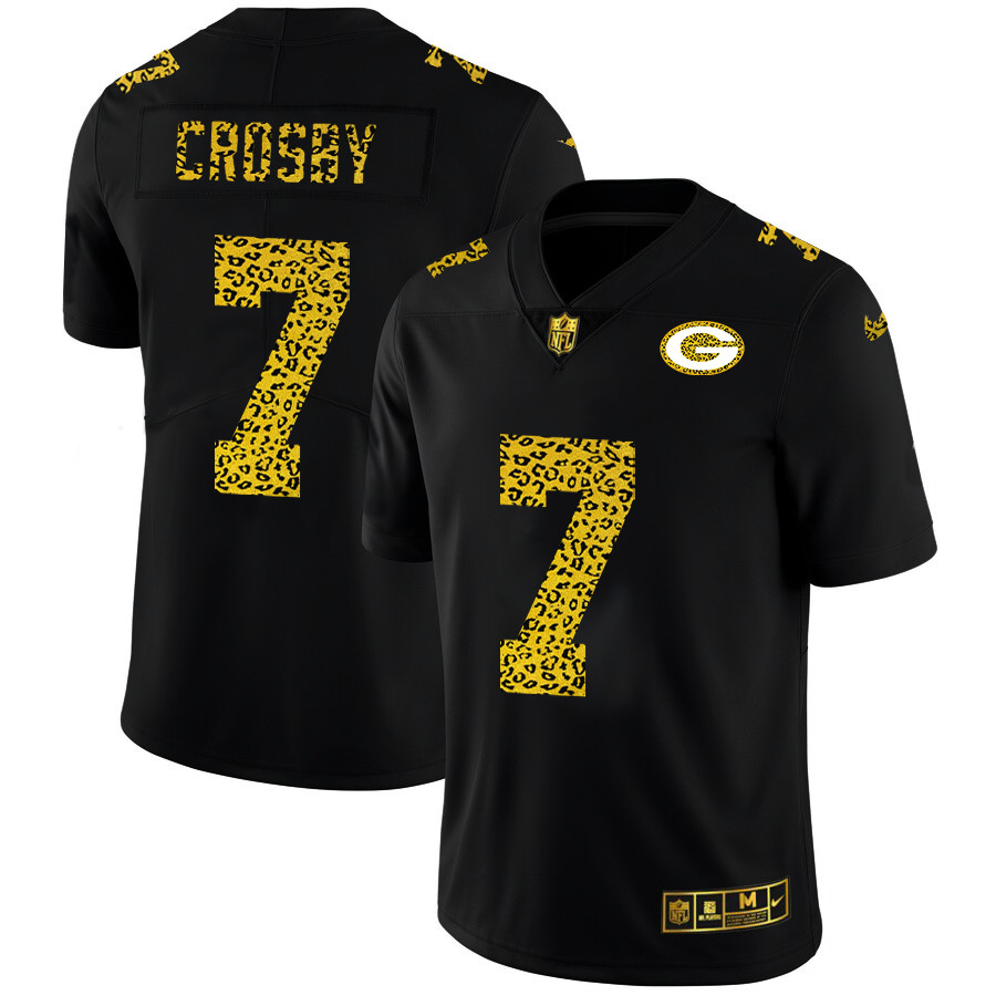 Green Bay Packers #7 Mason Crosby Men's Nike Leopard Print Fashion Vapor Limited NFL Jersey Black Green Bay Packers #7 Mason Crosby Men's Nike Leopard Print Fashion Vapor Limited NFL Jersey Black