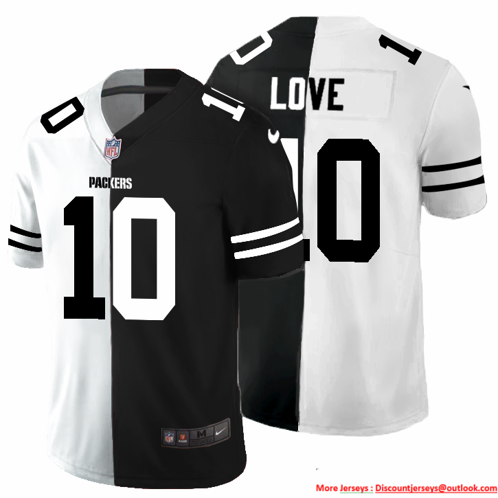Green Bay Packers #10 Jordan Love Men's Black V White Peace Split Nike Vapor Untouchable Limited NFL Jersey Green Bay Packers #10 Jordan Love Men's Black V White Peace Split Nike Vapor Untouchable Limited NFL Jersey