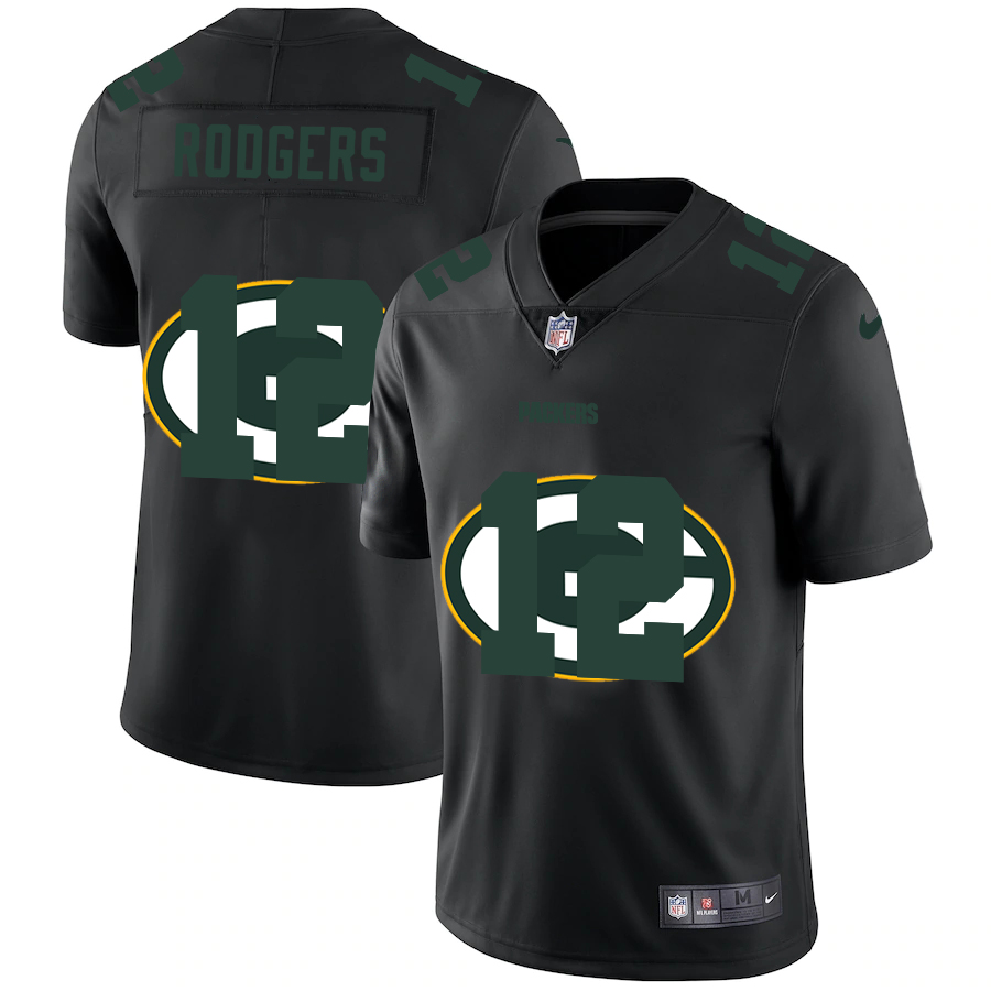 Green Bay Packers #12 Aaron Rodgers Men's Nike Team Logo Dual Overlap Limited NFL Jersey Black Green Bay Packers #12 Aaron Rodgers Men's Nike Team Logo Dual Overlap Limited NFL Jersey Black