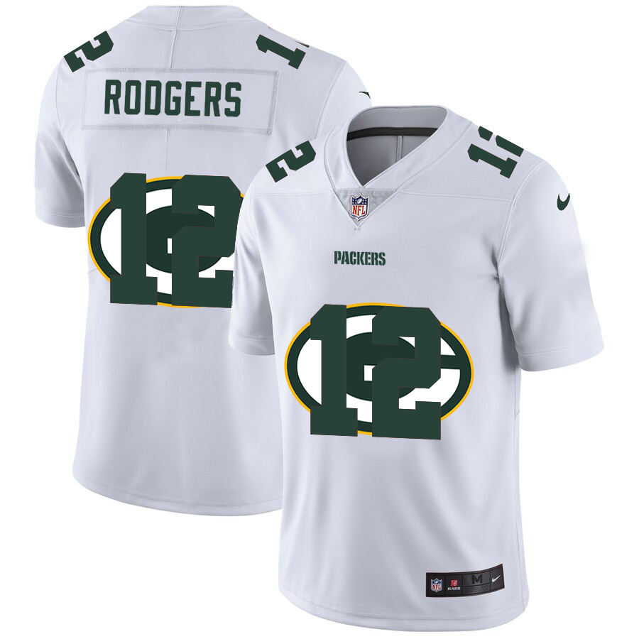 Green Bay Packers #12 Aaron Rodgers White Men's Nike Team Logo Dual Overlap Limited NFL Jersey Green Bay Packers #12 Aaron Rodgers White Men's Nike Team Logo Dual Overlap Limited NFL Jersey