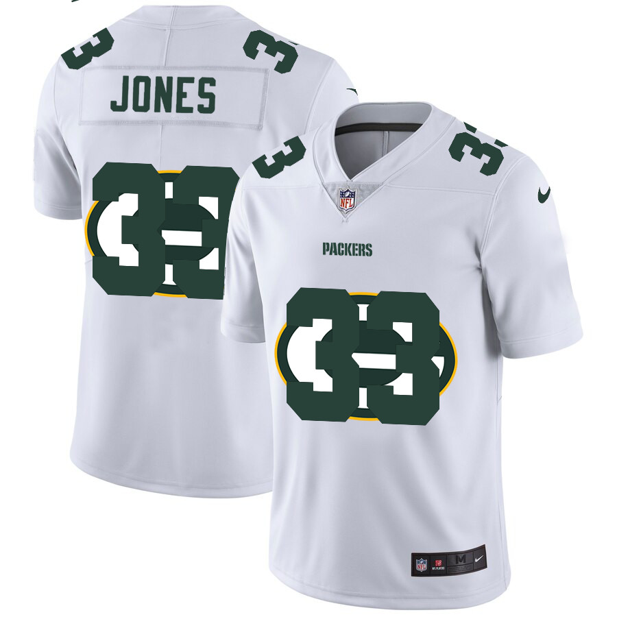 Green Bay Packers #33 Aaron Jones White Men's Nike Team Logo Dual Overlap Limited NFL Jersey Green Bay Packers #33 Aaron Jones White Men's Nike Team Logo Dual Overlap Limited NFL Jersey